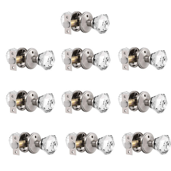 Probrico Crystal Privacy Door Knobs Keyless Lock with Round Rosette